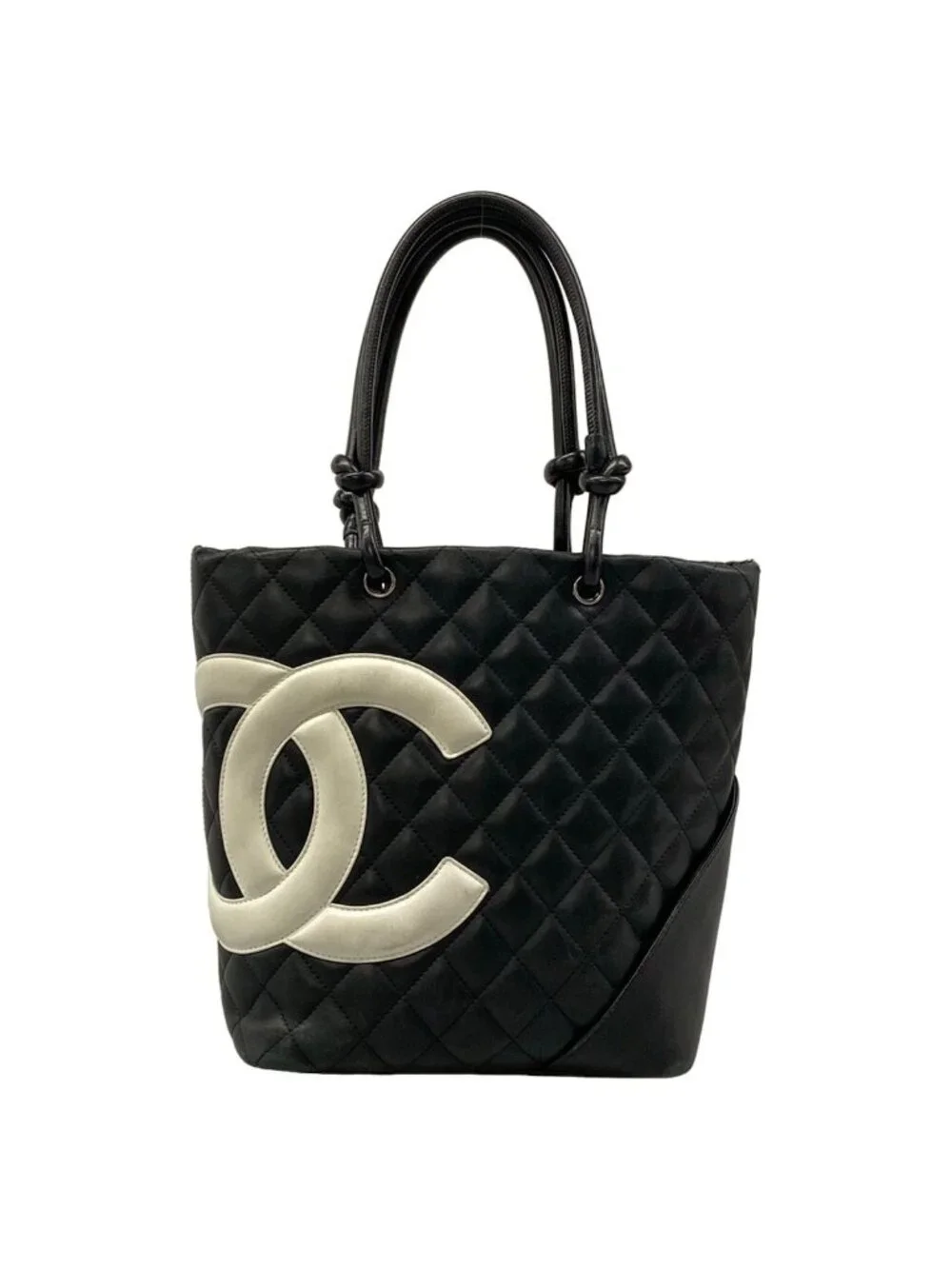 Chanel Tote Bag Cambon Line Black White Lambskin
